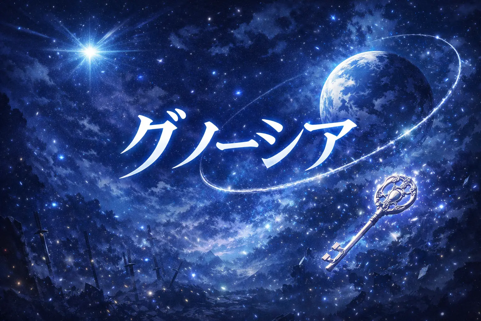 グノーシアの銀の鍵と星の世界をイメージした宇宙ループのアイキャッチ