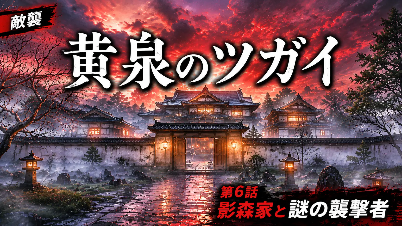 黄泉のツガイ 第6話 影森家と謎の襲撃者 和風屋敷と不穏な敵襲イメージ